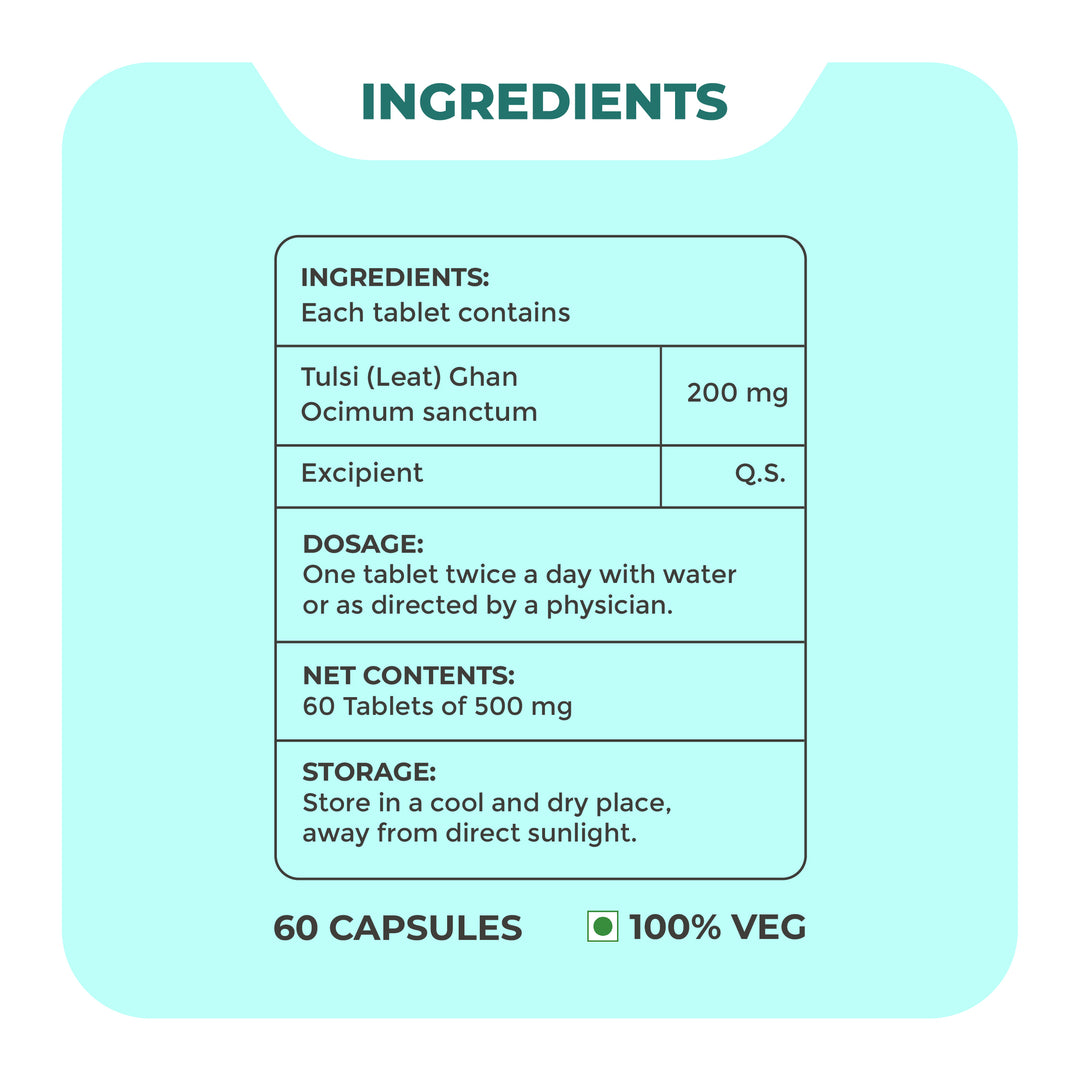Tulsi Tablet - Daily tonic to improve respiration and boost immunity
