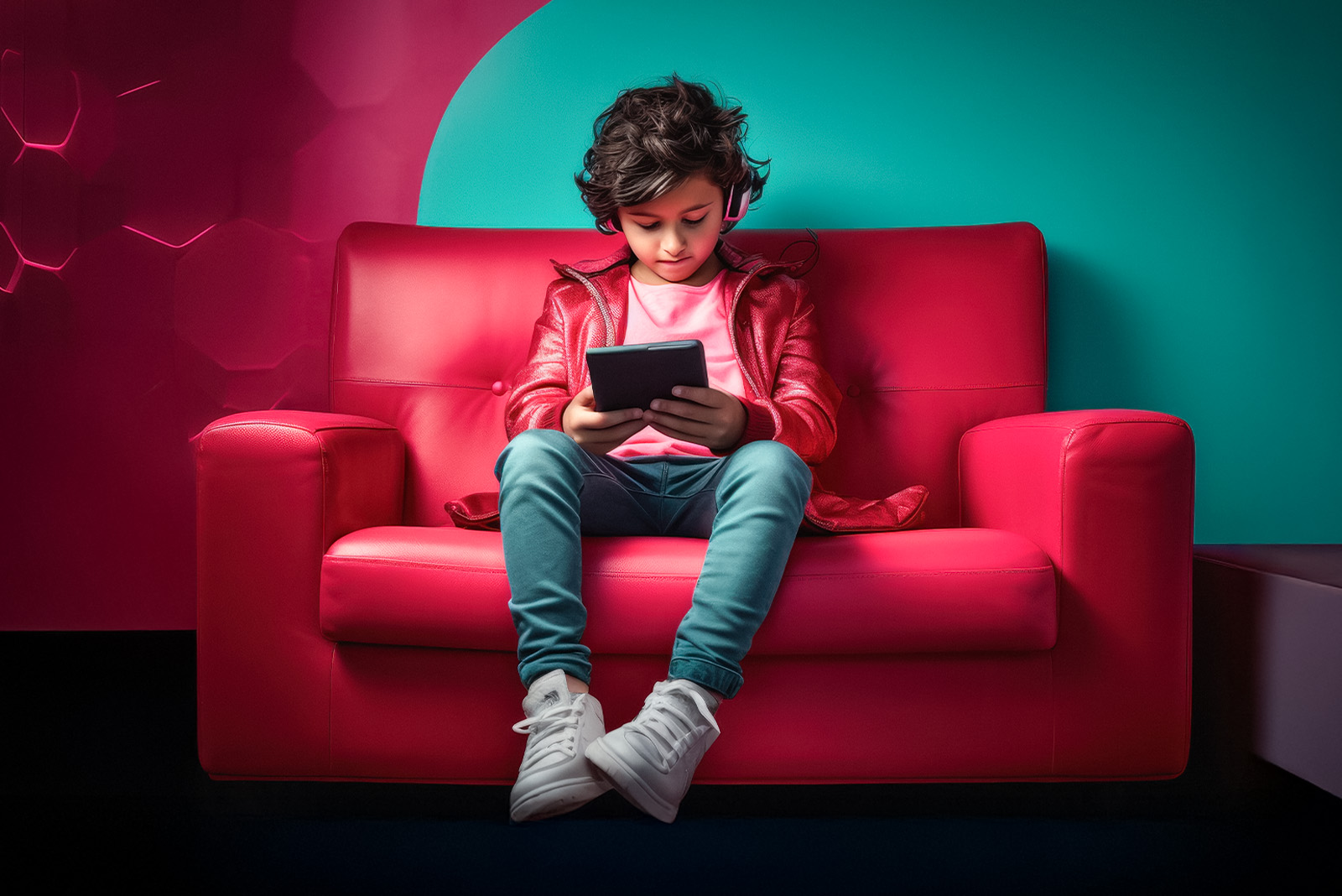 Child using a phone, highlighting the need for Ayurvedic focus remedies