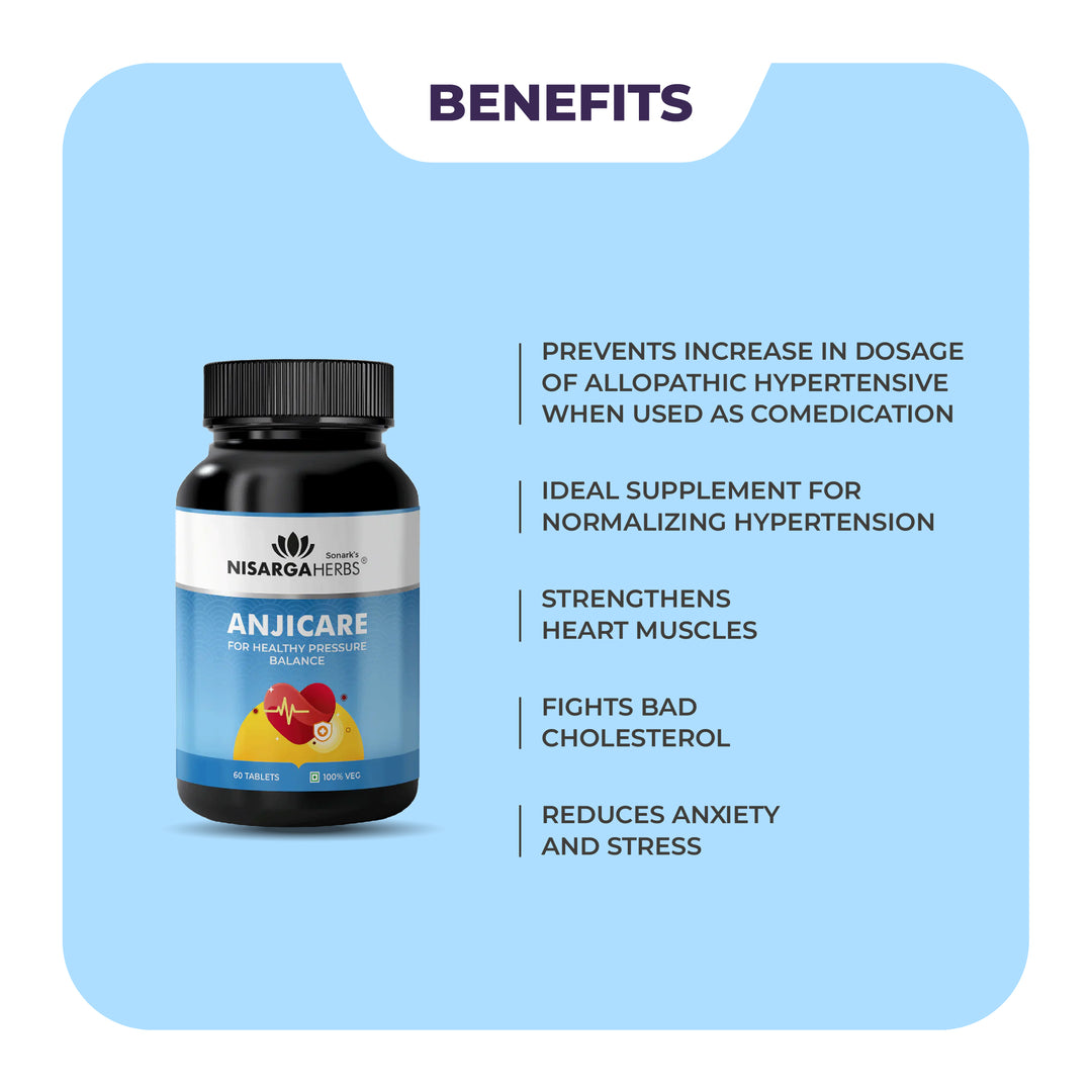 Anjicare -  Ayurvedic tablets designed to regulate and maintain healthy blood pressure levels naturally