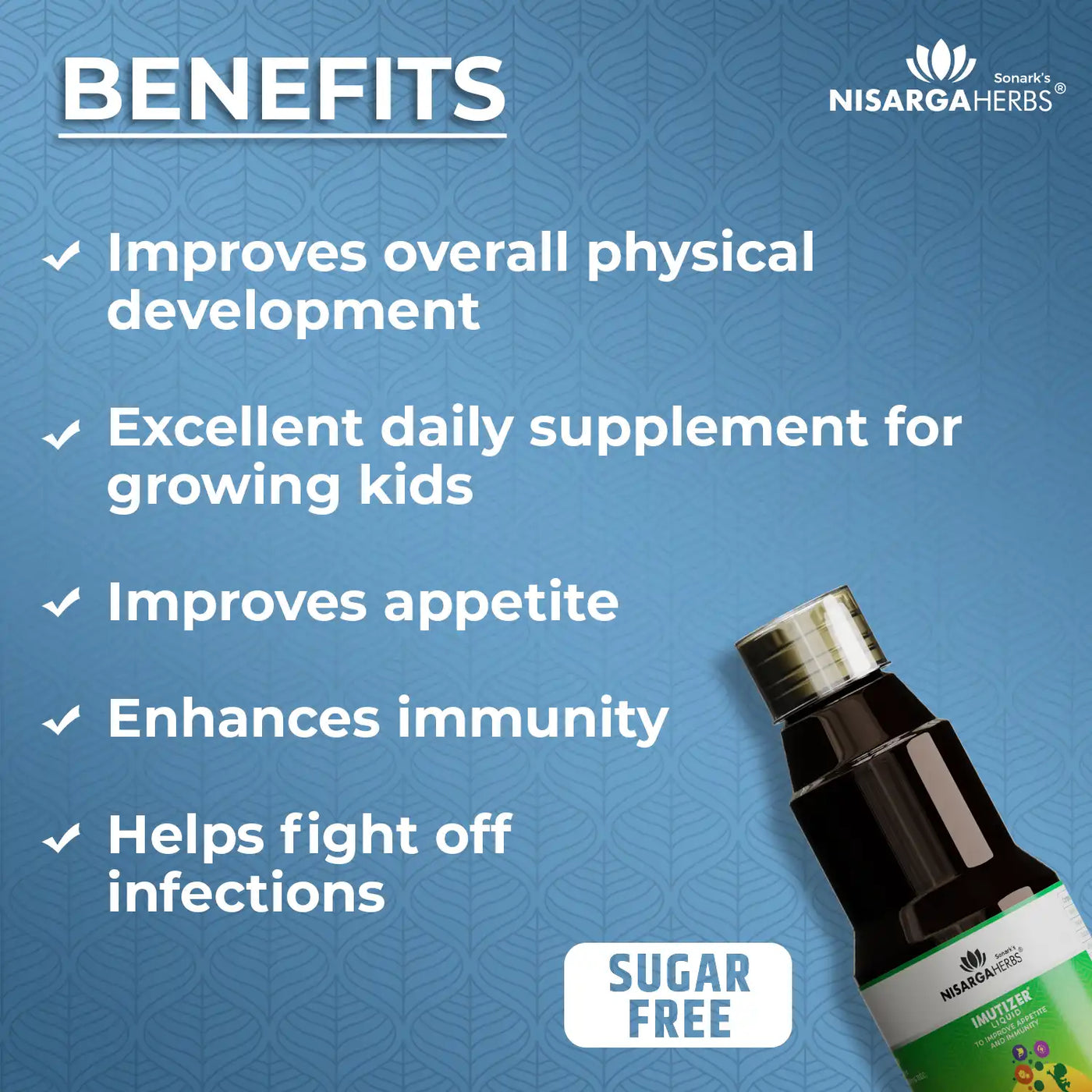 sugar free immunity boosting syrup for kids below 12 years of age. improves appetite and acts as a natural deworming supplement. excellent daily tonic to keep kids healthy