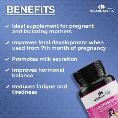 benefits of ayurvedic medicine lactosone for increasing breast milk formation, improve fetal development of baby, promote milk secretion, reduce fatigue and tiredness in mother
