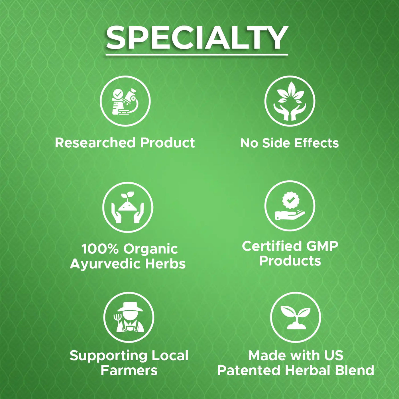 clinically researched product with no side effects, high absorption and made in certified GMP facility with organic herbs supporting local farmers.