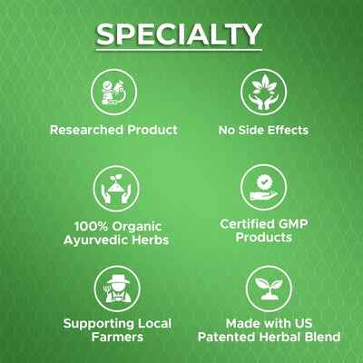 clinically researched product with no side effects, high absorption and made in certified GMP facility with organic herbs supporting local farmers.