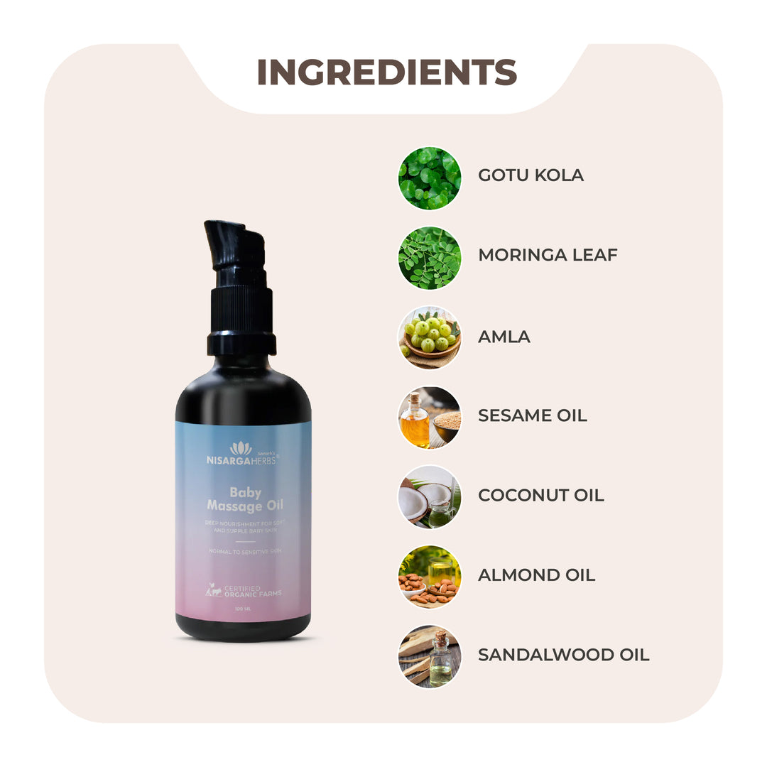 Nisarga Herbs Baby Massage Oil - Deep nourishment for soft, supple skin