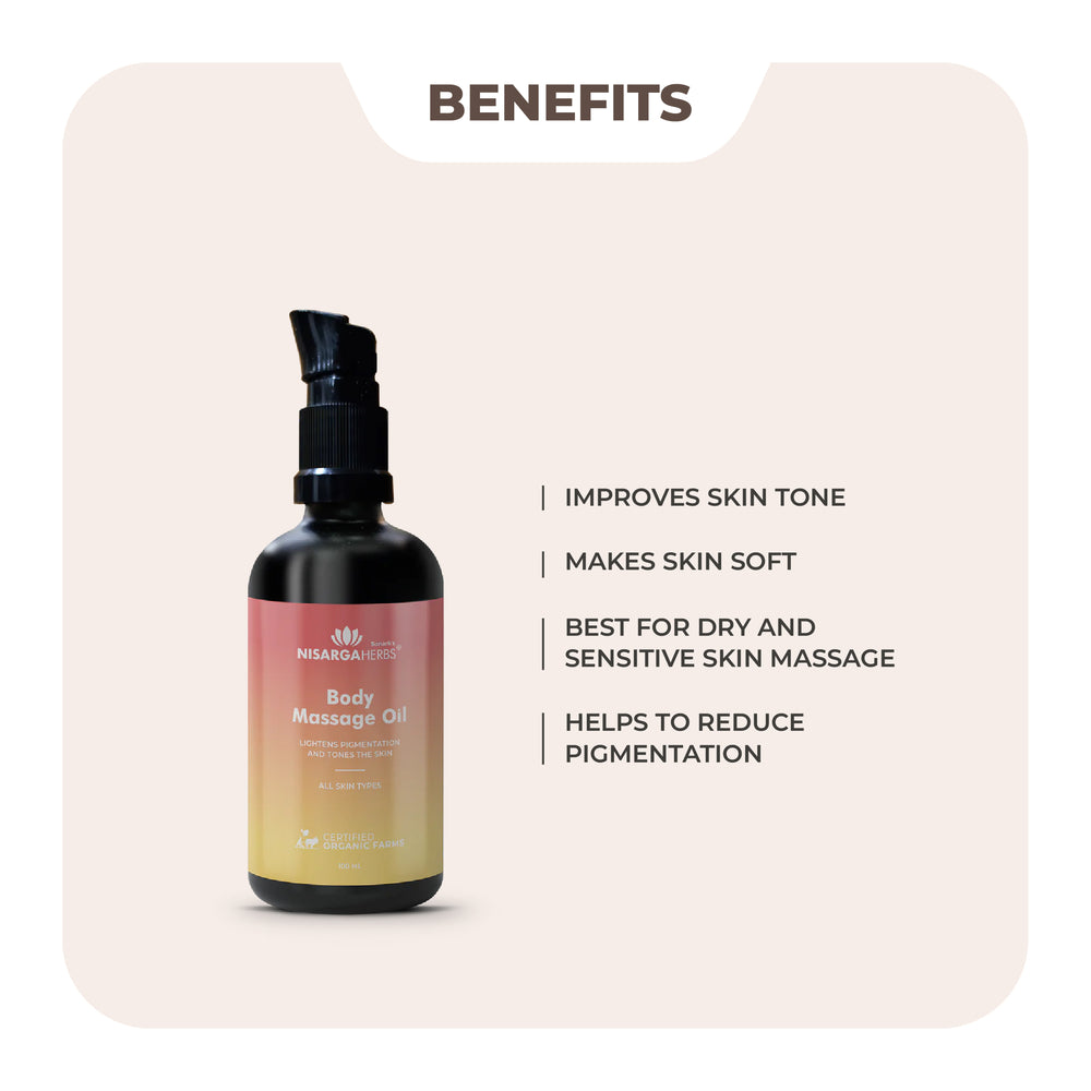 Nisarga Herbs Body Massage Oil - For skin toning and reducing dark patches