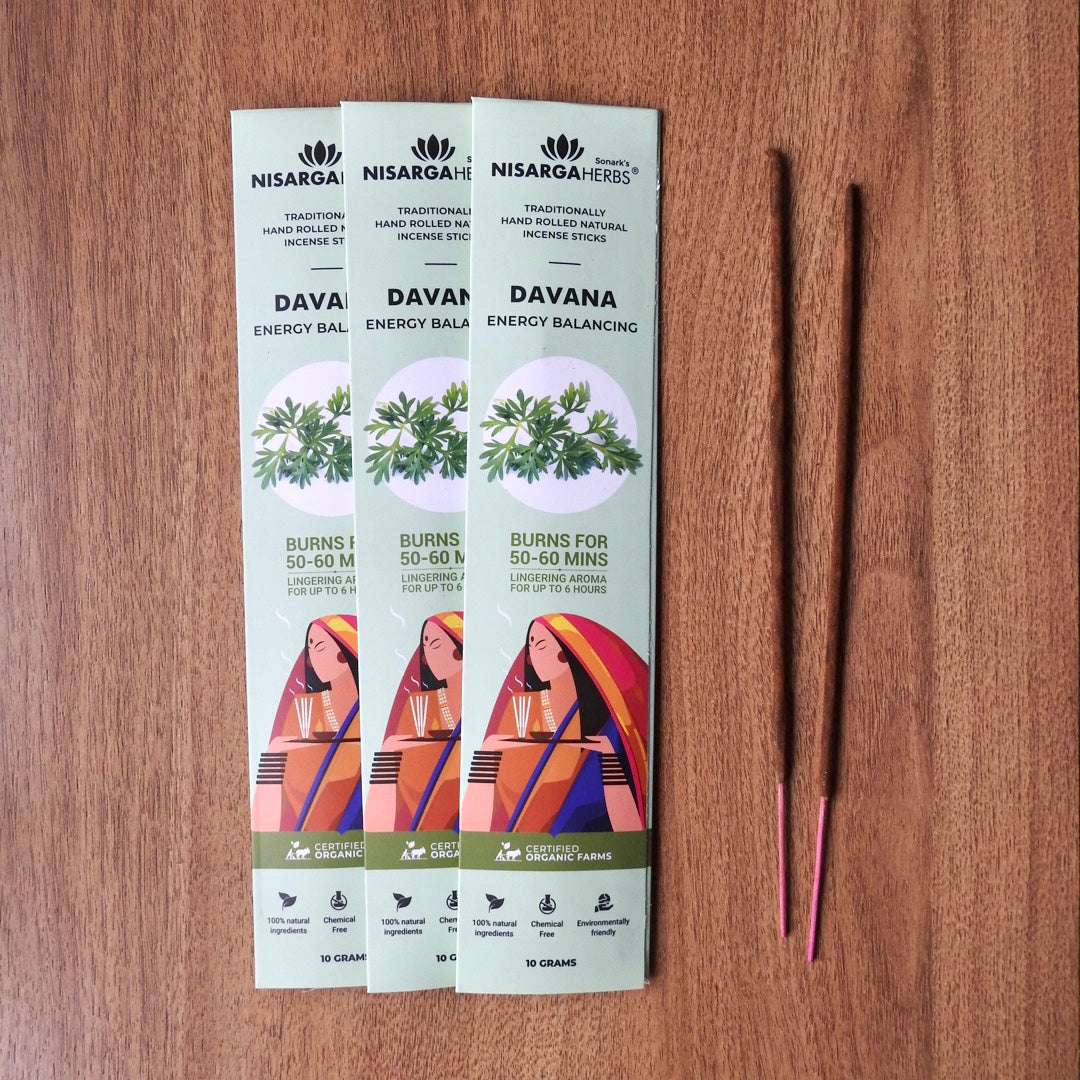 Davana Incense Sticks - Natural Davana incense sticks for energy balancing, stress relief, and a pleasant aromatic experience