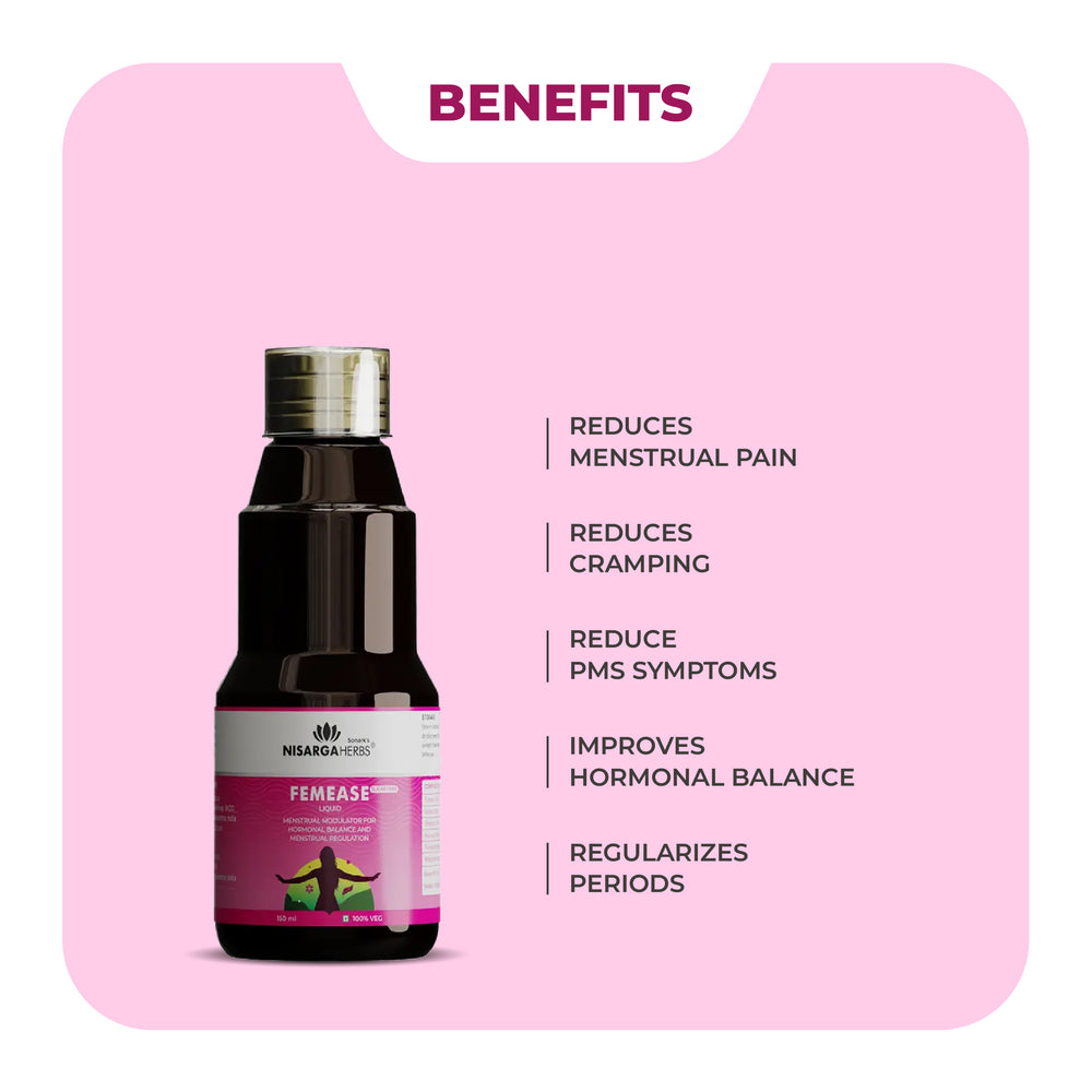 FemEase Syrup - Ayurvedic remedy for menstrual relief, hormonal balance and easing PMS symptoms