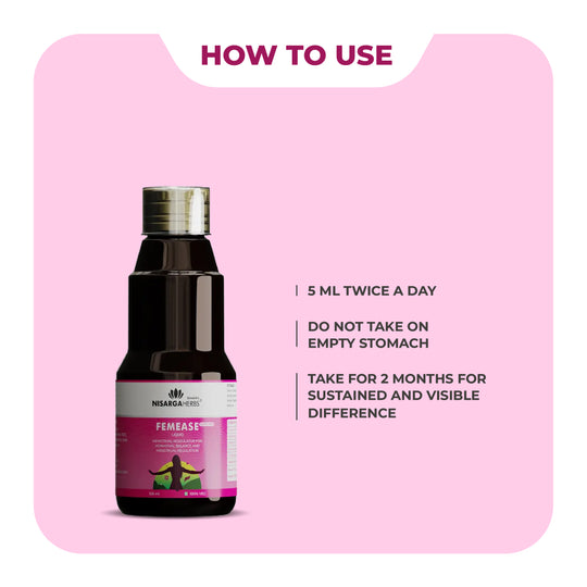 FemEase Syrup - Ayurvedic remedy for menstrual relief, hormonal balance and easing PMS symptoms