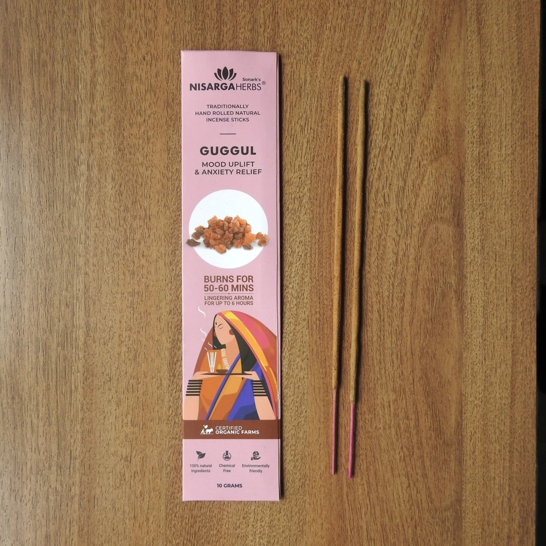 Guggul Incense Sticks - Natural Guggul incense sticks for mood upliftment, anxiety relief, and relaxation