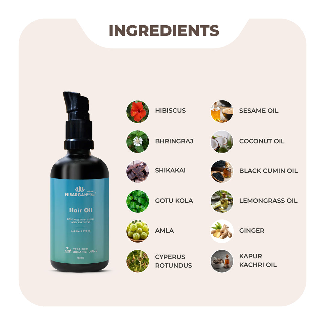 Hair Oil (100 ml) - Ayurvedic oil that treats major hair issues including hair fall, premature greying, dandruff etc