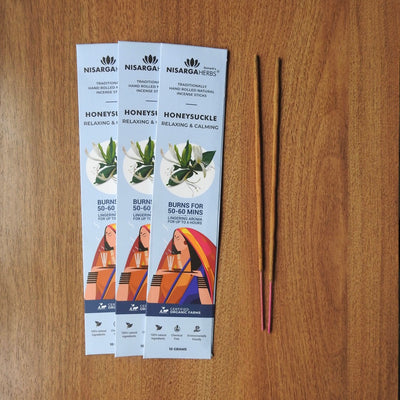 Honeysuckle Incense Sticks - Natural Honeysuckle incense sticks for stress, anxiety, low mood, and lack of relaxation