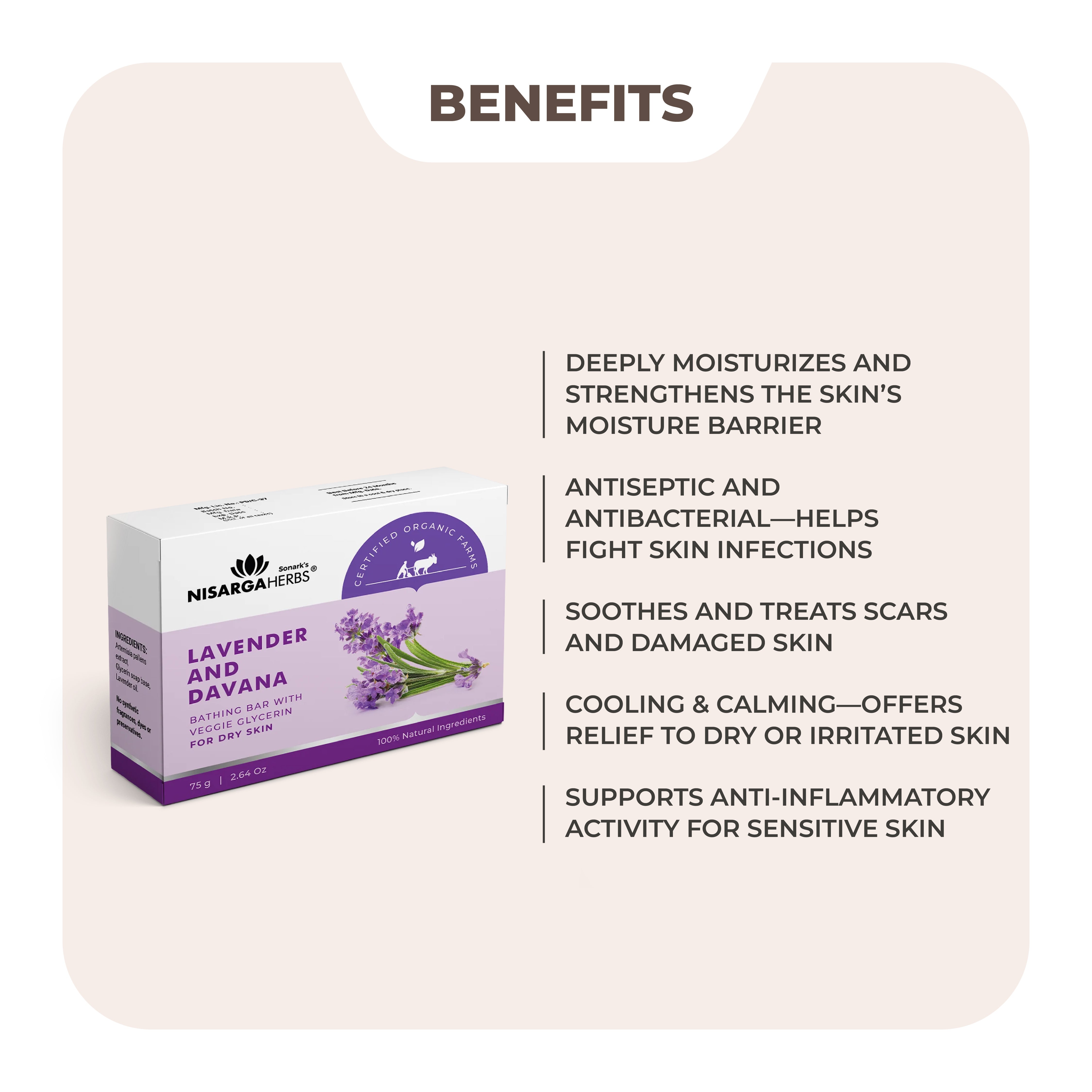 Lavender & Davana Herbal Soap | Moisturizes dry skin – Nisarga Herbs