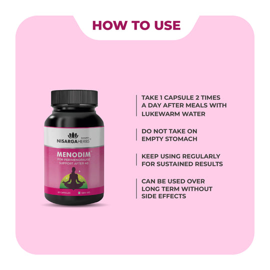 Menodim - Ayurvedic vitality capsules for reducing menopausal symptoms and hot flashes