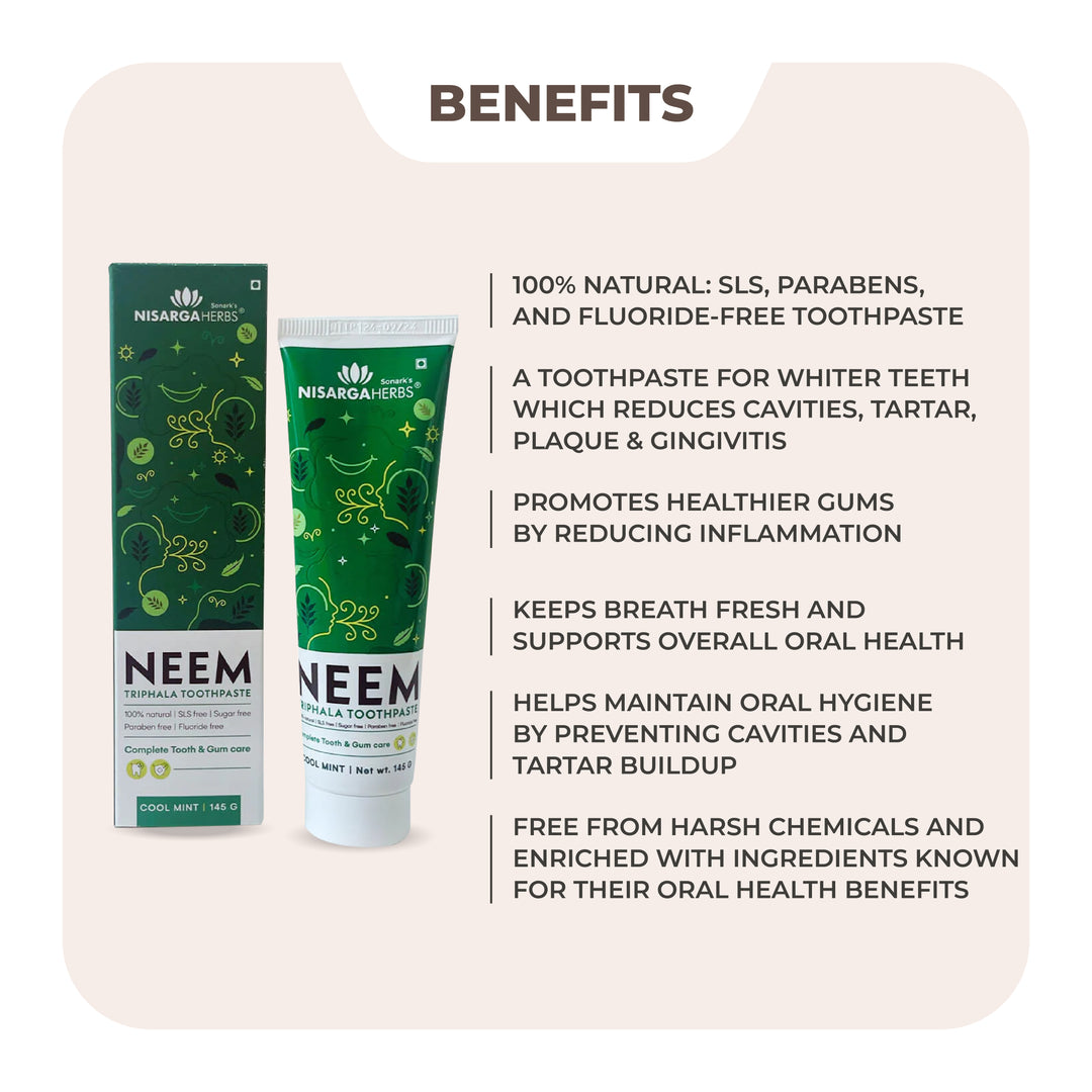 Neem Triphala Toothpaste Cool Mint - A toothpaste to ensure comprehensive oral care Suitable toothpaste for diabetics & children