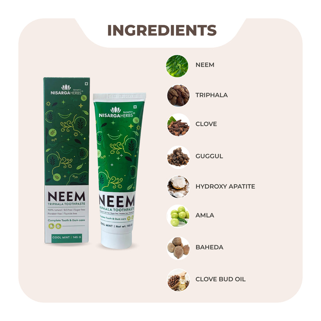 Neem Triphala Toothpaste Cool Mint - A toothpaste to ensure comprehensive oral care Suitable toothpaste for diabetics & children