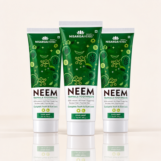 Neem Triphala Toothpaste Cool Mint ~ Pack Of 3 - A toothpaste to ensure comprehensive oral care Suitable toothpaste for diabetics & children