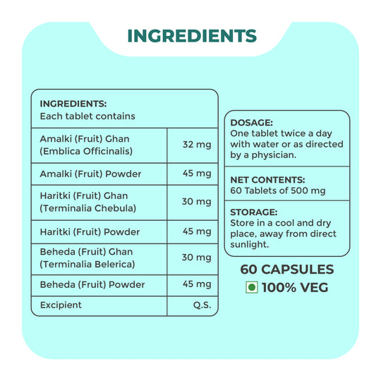Triphala Tablet - Natural laxative for bowel wellness, excellent for great skin