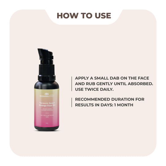 Nisarga Herbs Turmeric Sweet Orange Face Oil - Rejuvenative, non-sticky formula for oily skin