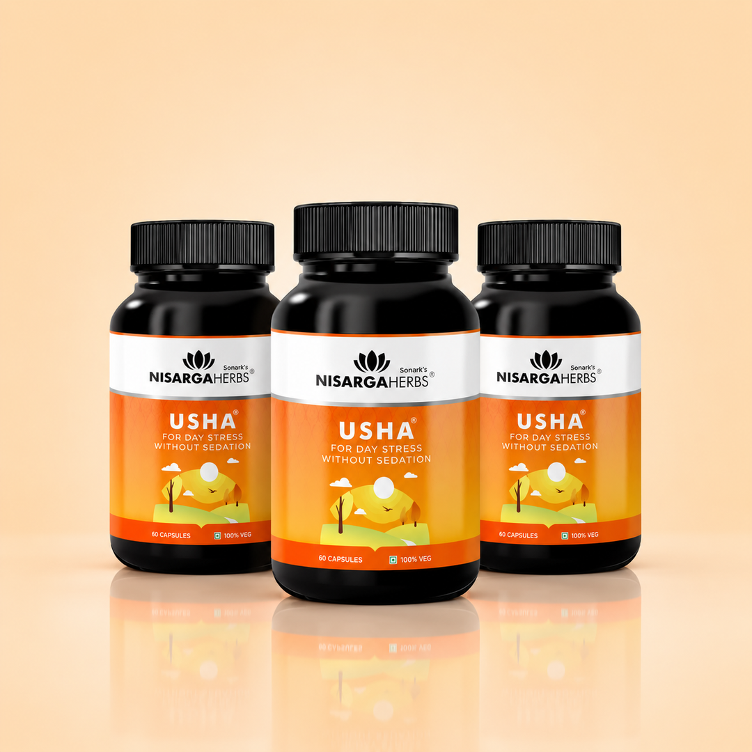 Usha ~ Pack Of 3 - Ayurvedic capsules for reducing daily stress and brain fog