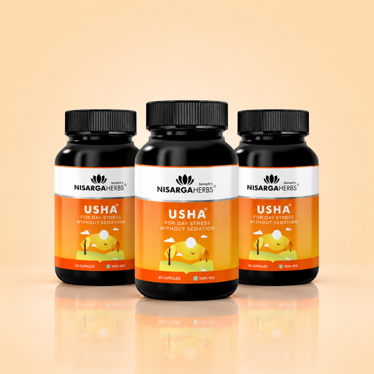 Usha ~ Pack Of 3 - Ayurvedic capsules for reducing daily stress and brain fog