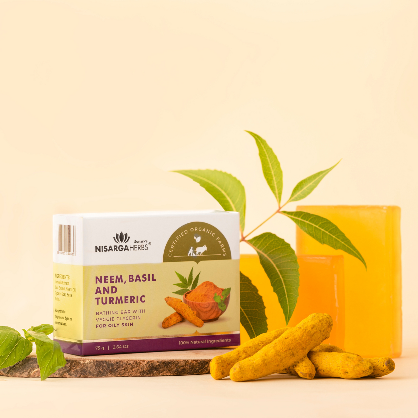 Neem, Basil & Turmeric Soap - Deep cleansing action for oily skin