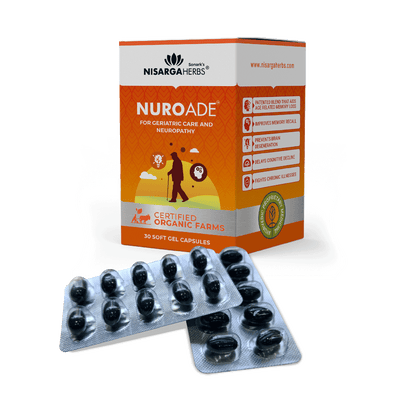 nuroade capsules for age related memory loss, nuropathy, forgetfullness, stress and vericose veins