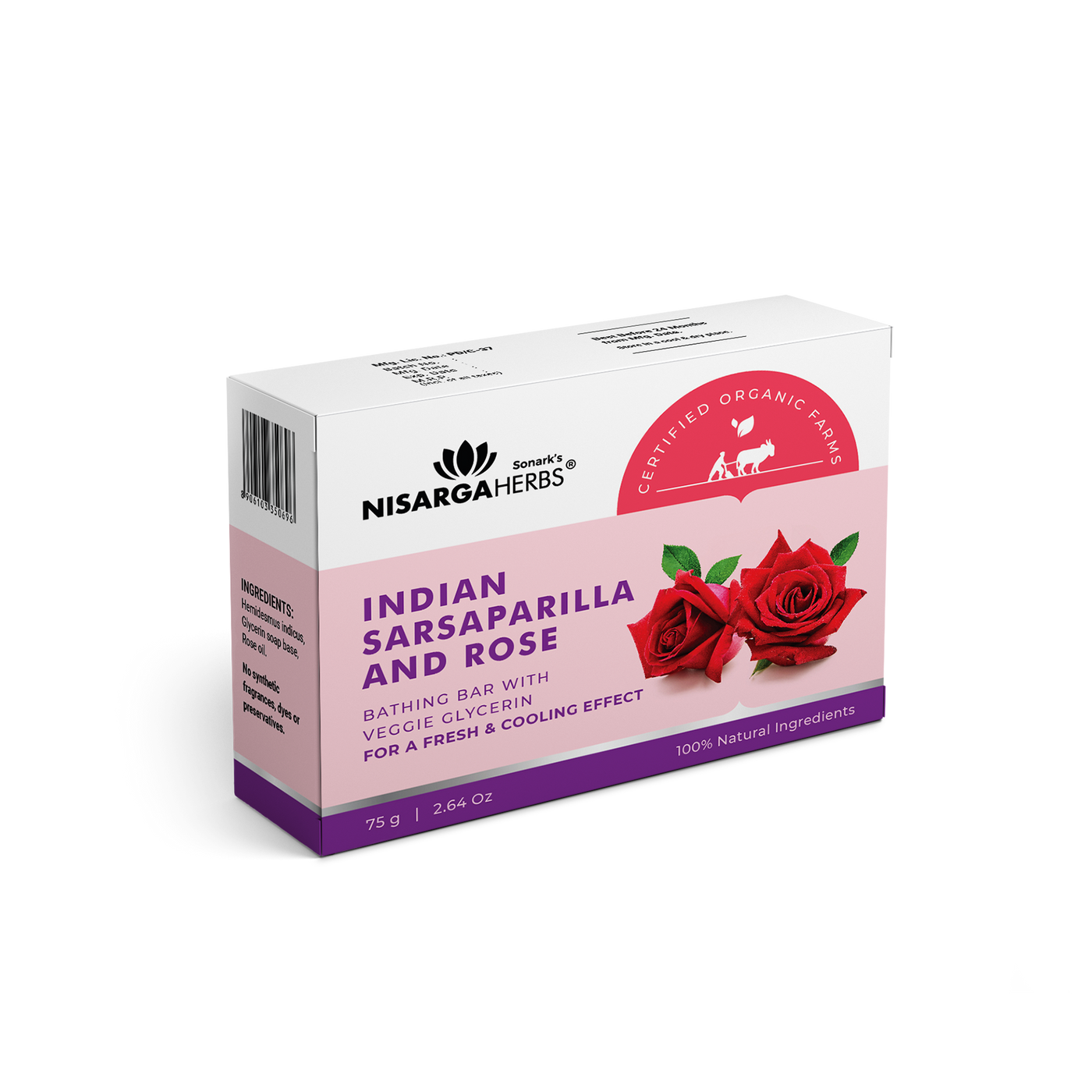 Nisarga herbs - Sarsaparilla and rose bathing bar