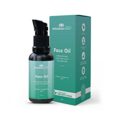 Nisarga herbs Face oil - Front view with box