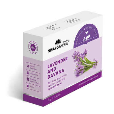 Nisarga herbs - Lavender and Davana Bathing Bar - Side view