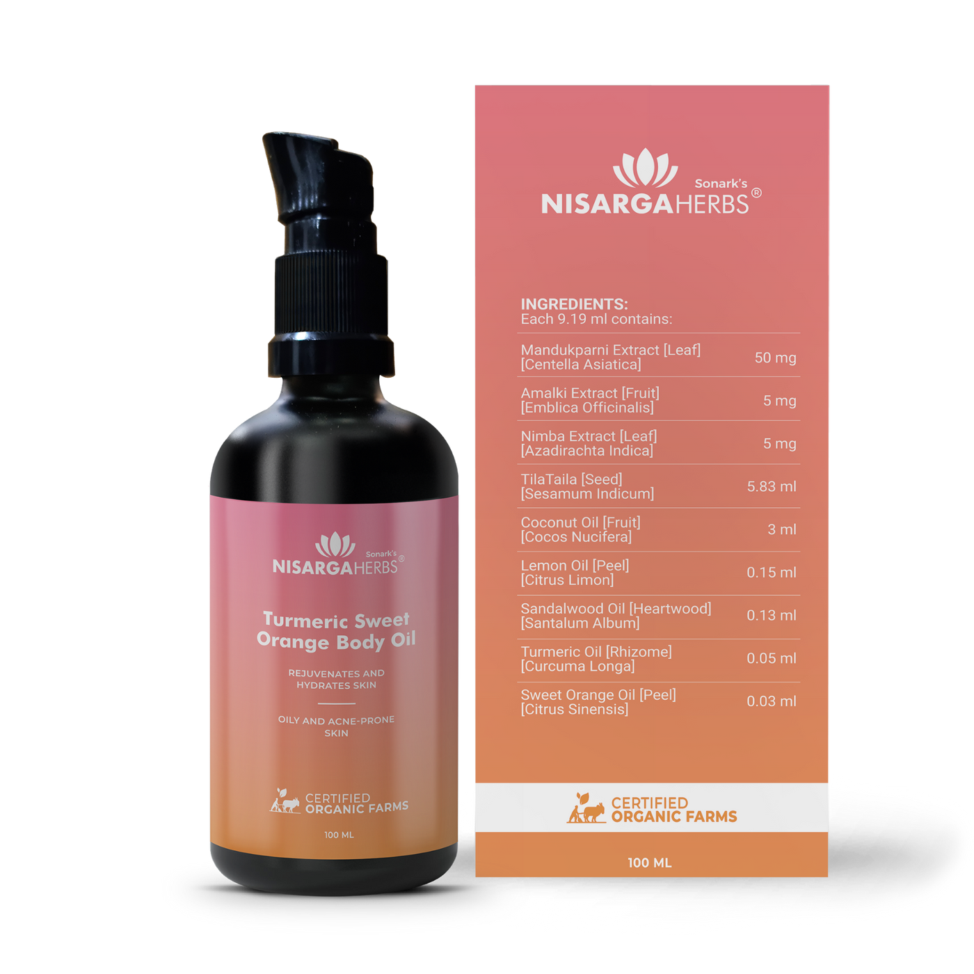 Nisarga Herbs Turmeric Sweet Orange Body Oil - Rejuvenative, non-sticky formula to help skin look its best