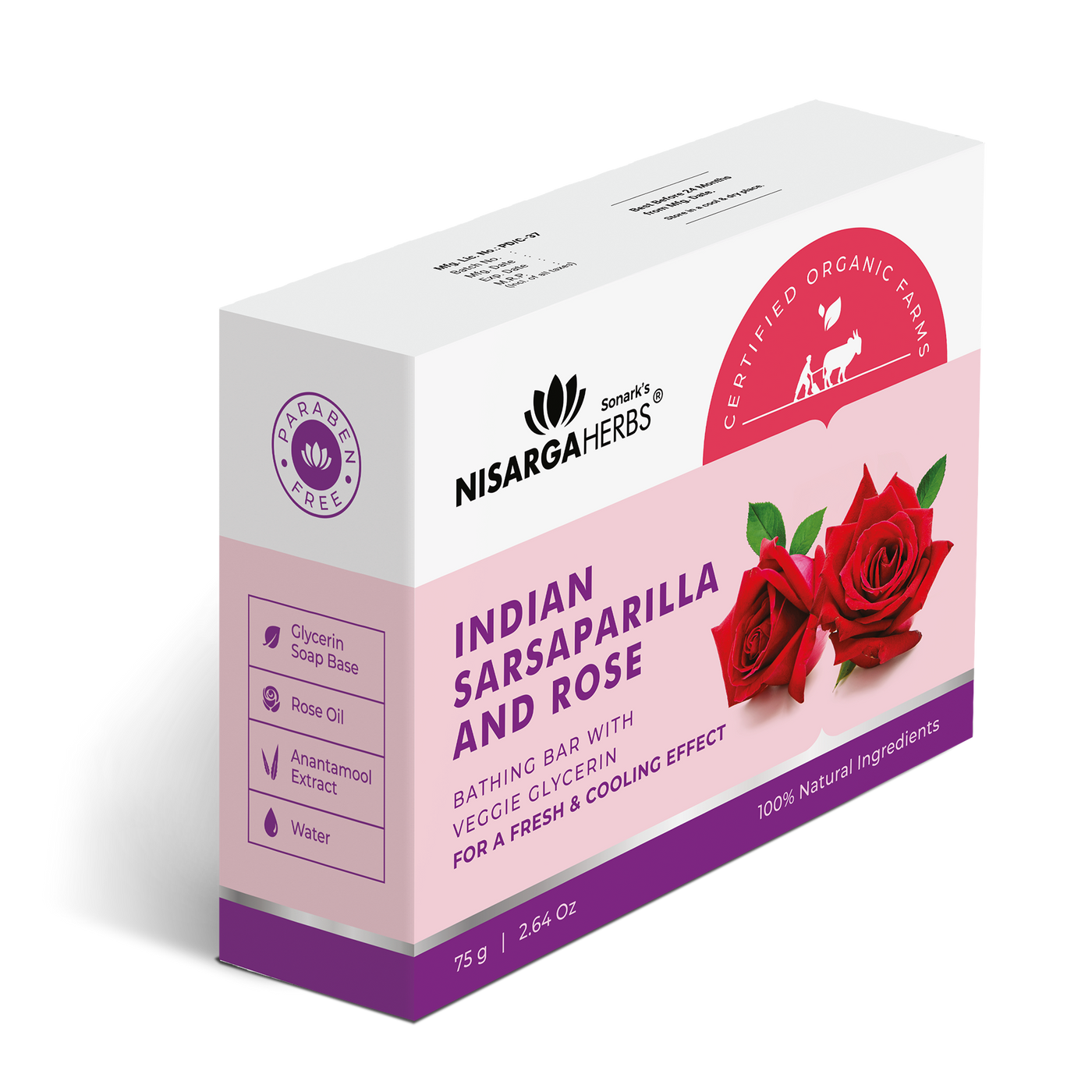 Indian Sarsaparilla & Rose Soap - Purifies the skin and offers a cooling sensation